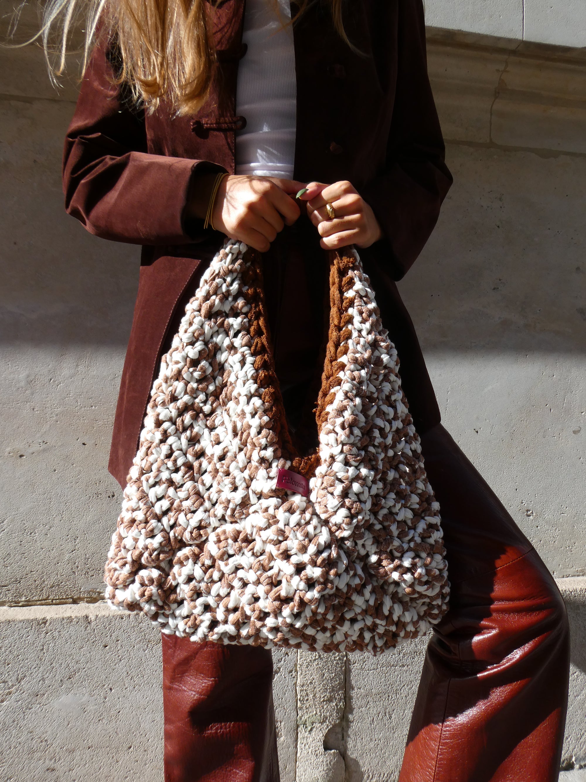 Maxi Georges Cappuccino - sac en crochet
