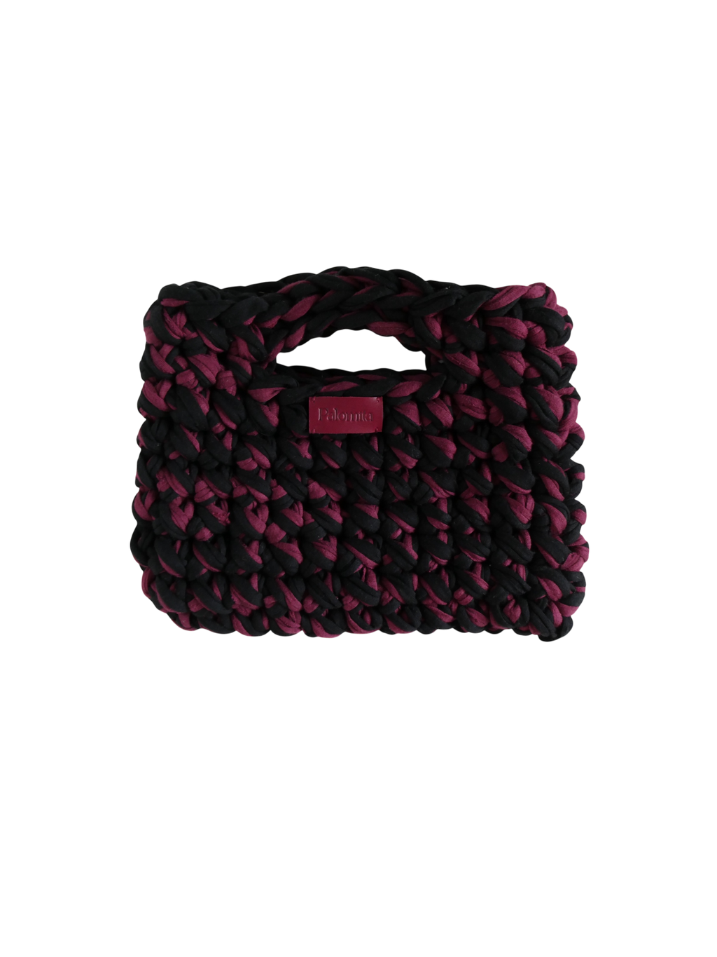 Sac en crochet Palomita modèle Gigi fait main en tissu recyclé.