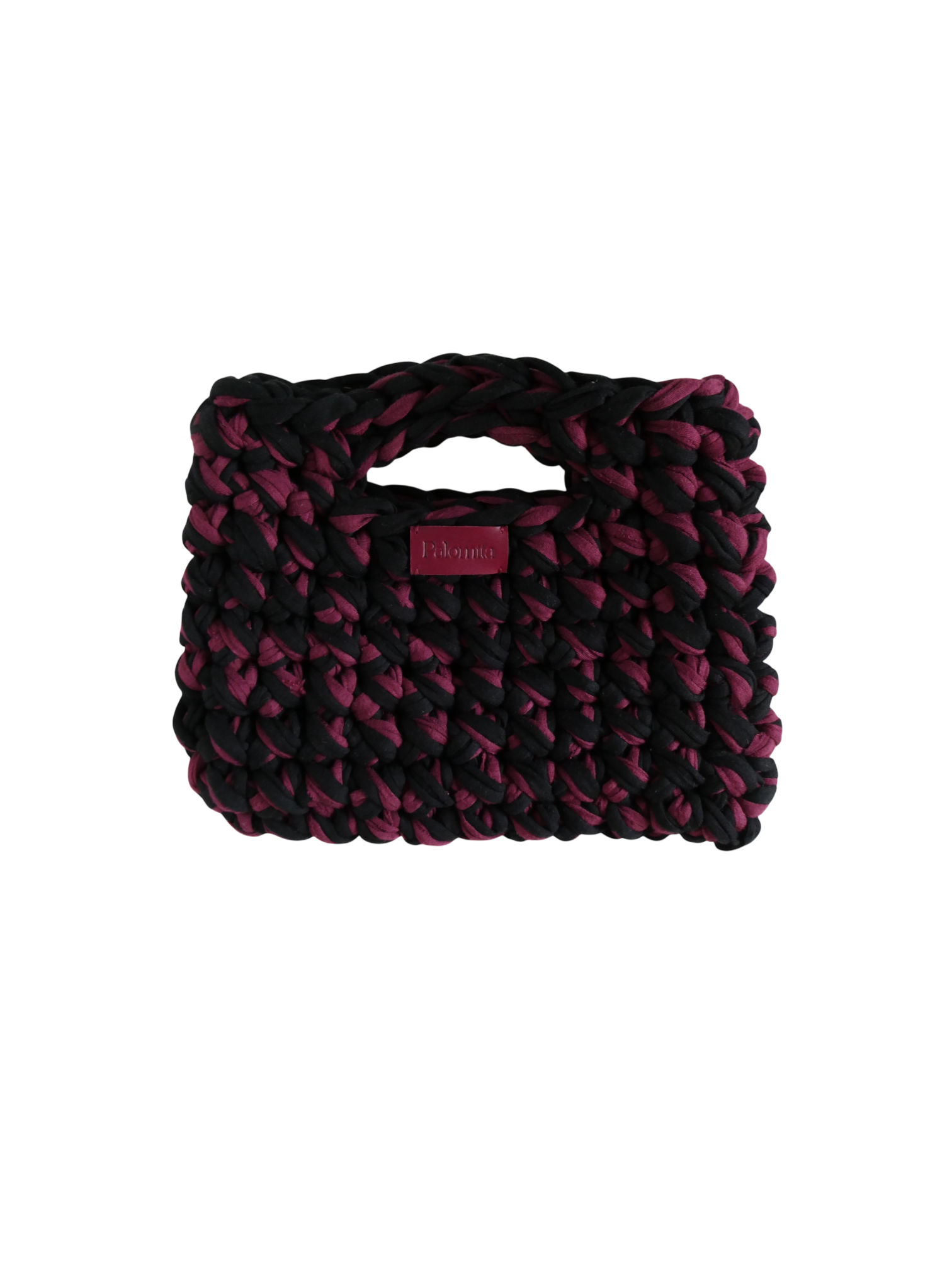 Sac en crochet Palomita modèle Gigi fait main en tissu recyclé.