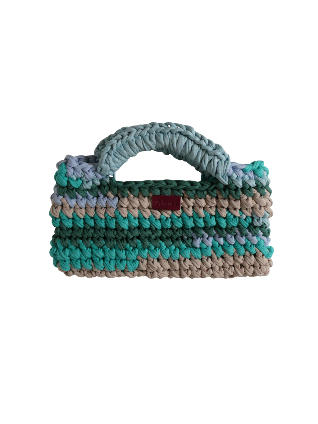 Sac crocheté main avec fils recyclés – design coloré et unique