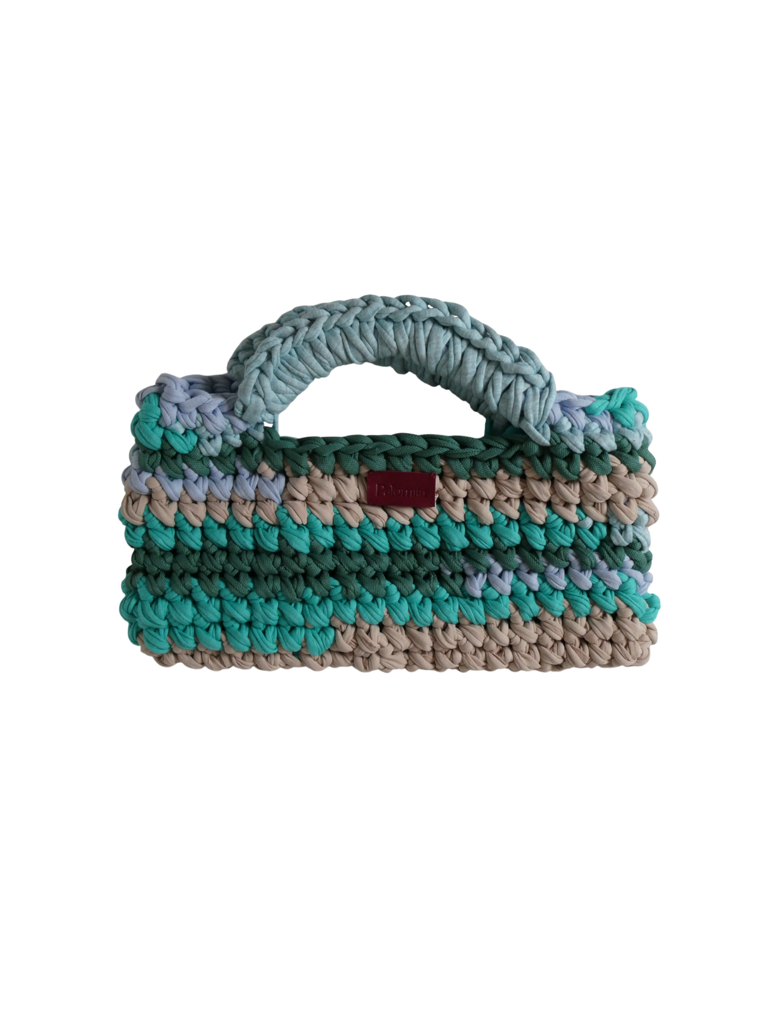 Sac crocheté main avec fils recyclés – design coloré et unique